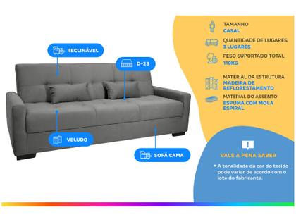 Imagem de Sofá Cama Lavínia 3 Lugares 203cm Cinza Matrix
