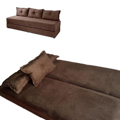 Imagem de Sofá-cama Marrom 3 em 1 Sofanete Multiuso 