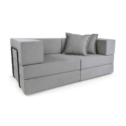 Imagem de Sofá Cama Modular 2 Lugares Mold Boucle Prata - Loja Sheep