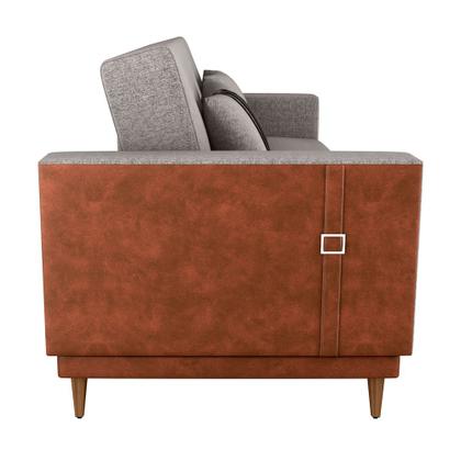 Imagem de Sofá Cama Pala 203cm Reclinável material sintético Marrom  Linho Cinza Claro - Sallar Home