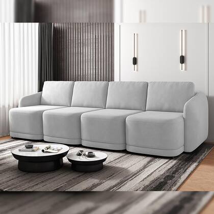 Imagem de Sofá Cama para Sala de Estar 4 Lugares 316cm Montserrat K01 Veludo Cinza - Lyam Decor