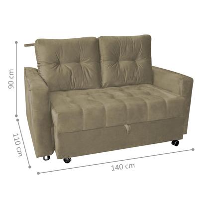 Imagem de Sofá Cama para Sala de Estar Cross Veludo Turkey Cappuccino 