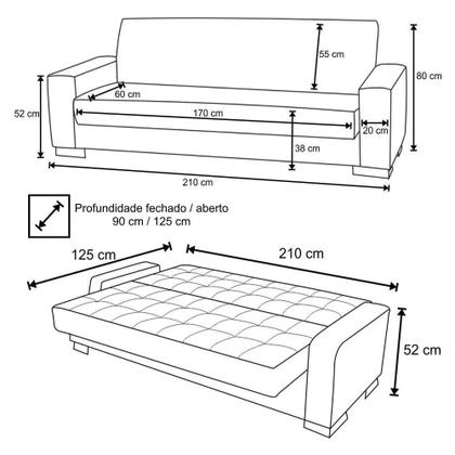 Imagem de Sofá Cama para Sala de Estar Lisboa material sintético Nozes - Ibiza