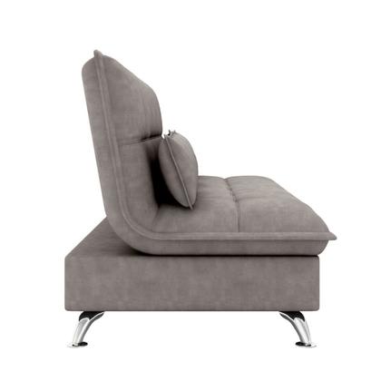 Imagem de Sofá Cama para Sala de Estar Veludo Condessa Slim Cinza Castor