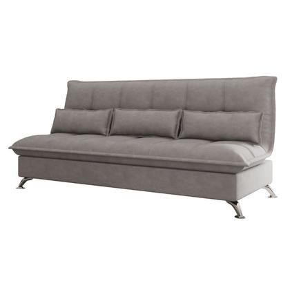 Imagem de Sofá Cama para Sala de Estar Veludo Condessa Slim Cinza Castor