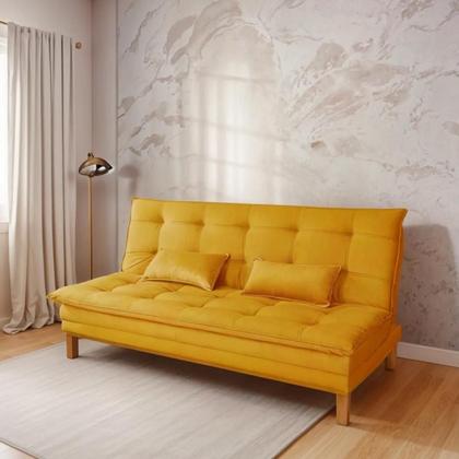 Imagem de Sofá Cama Reclinável Casal 3 Lugares Suede Premium Ecom Home  Retrátil, Compacto, Confortável e com Almofadas Inclusas