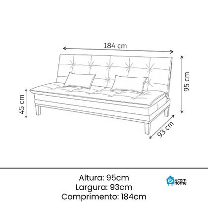 Imagem de Sofá Cama Reclinável Casal 3 Lugares Suede Premium Ecom Home  Retrátil, Compacto, Confortável e com Almofadas Inclusas