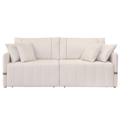 Imagem de Sofá Cama Retrátil 200cm Essence D05 Linho Cru/Camel - Mpozenato