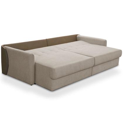 Imagem de Sofá Cama Retrátil 4 Lugares Para Sala 270cm Bérgamo F04 Linho Bege Claro material sintético Café - Lyam Decor