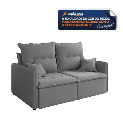 Imagem de Sofá Cama Retrátil E Reclinável 2,10m 3 Lugares Bipartido Com Molas Glamour Veludo Cinza Selmer Cinza
