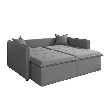 Imagem de Sofá Cama Retrátil E Reclinável 2,10m 3 Lugares Bipartido Com Molas Glamour Veludo Cinza Selmer Cinza