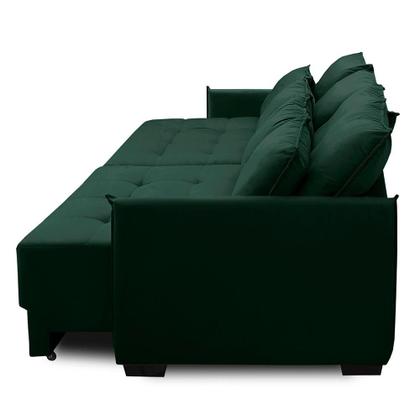 Imagem de Sofá Cama Retrátil e Reclinável 2,10m com Molas Cairo Veludo Mirra Decor