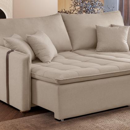 Imagem de Sofa Cama Retratil e Reclinavel 220cm Detroid Yescasa Linho