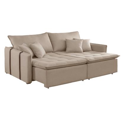Imagem de Sofa Cama Retratil e Reclinavel 220cm Detroid Yescasa Linho