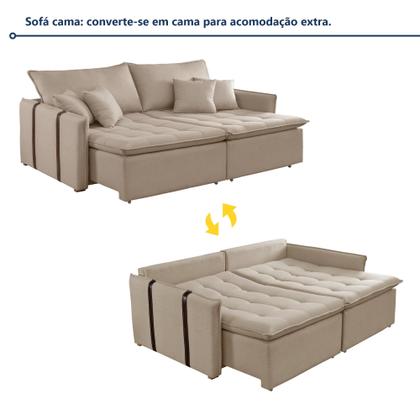 Imagem de Sofa Cama Retratil e Reclinavel 220cm Detroid Yescasa Linho