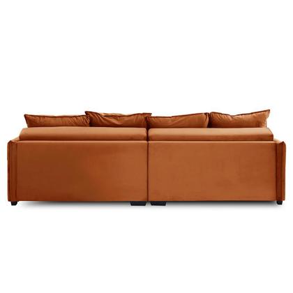Imagem de Sofá Cama Retrátil e Reclinável 2,30m com Molas Carol Veludo Terracota Adonai Estofados