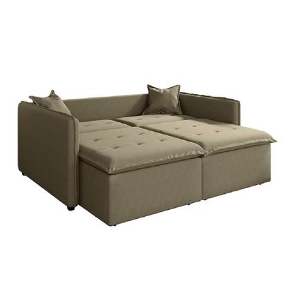 Imagem de Sofá Cama Retrátil e Reclinável 2m 3 Lugares Bipartido Com Molas Glamour Veludo Macchiato Selmer