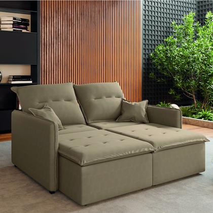 Sofá Cama Retrátil e Reclinável 2m 3 Lugares Bipartido Com Molas Glamour Veludo Macchiato Selmer - SELMER ESTOFADOS Imagem de Sofá Cama Retrátil e Reclinável 2m 3 Lugares Bipartido Com Molas Glamour Veludo Macchiato Selmer