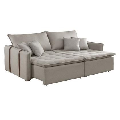 Imagem de Sofá Cama Retrátil e Reclinável 3 Lugares Linho Gelo Detroid 220cm Yescasa