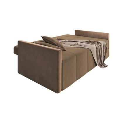 Imagem de Sofa Cama Retrátil e Reclinável Casal Paris 2,10m Veludo Marrom - Luxo Estofados