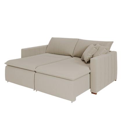 Imagem de Sofá Cama Retrátil em Madeira Eucalipto e Bouclê 210cm Uruguai