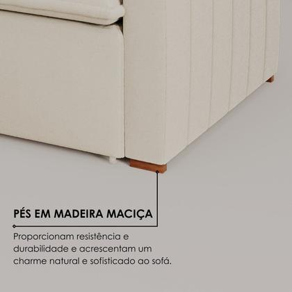 Imagem de Sofá Cama Retrátil em Madeira Eucalipto e Bouclê 210cm Uruguai