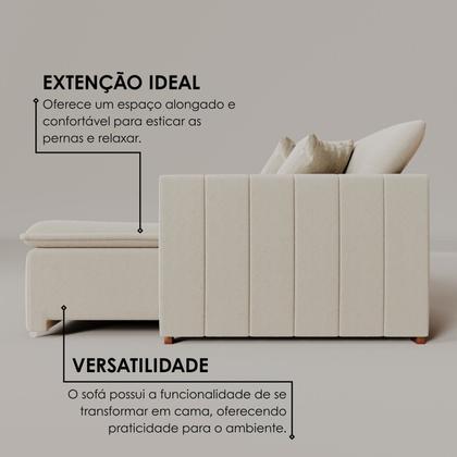 Imagem de Sofá Cama Retrátil em Madeira Eucalipto e Bouclê 210cm Uruguai