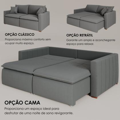 Imagem de Sofá Cama Retrátil em Madeira Eucalipto e Bouclê 230cm Uruguai