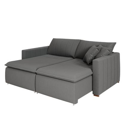 Imagem de Sofá Cama Retrátil em Madeira Eucalipto e Bouclê 230cm Uruguai