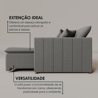 Imagem de Sofá Cama Retrátil em Madeira Eucalipto e Bouclê 230cm Uruguai