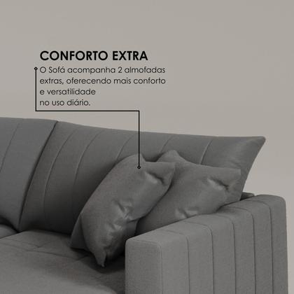 Imagem de Sofá Cama Retrátil em Madeira Eucalipto e Bouclê 230cm Uruguai