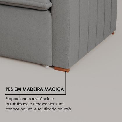 Imagem de Sofá Cama Retrátil em Madeira Eucalipto e Bouclê 230cm Uruguai