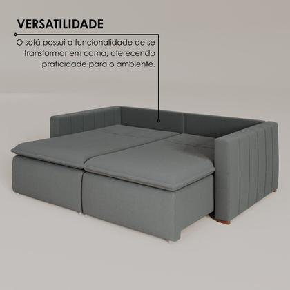 Imagem de Sofá Cama Retrátil em Madeira Eucalipto e Bouclê 230cm Uruguai