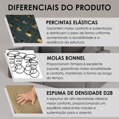 Imagem de Sofá Cama Retrátil em Madeira Eucalipto e Bouclê 230cm Uruguai