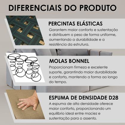 Imagem de Sofá Cama Retrátil em Madeira Eucalipto e Linho 200cm Creta