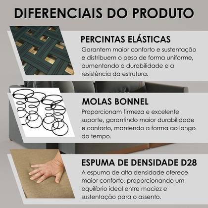 Imagem de Sofá Cama Retrátil em Madeira Eucalipto e Linho 200cm Flórida