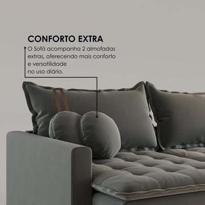 Imagem de Sofá Cama Retrátil em Madeira Eucalipto e Linho 200cm Flórida