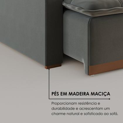 Imagem de Sofá Cama Retrátil em Madeira Eucalipto e Linho 200cm Flórida