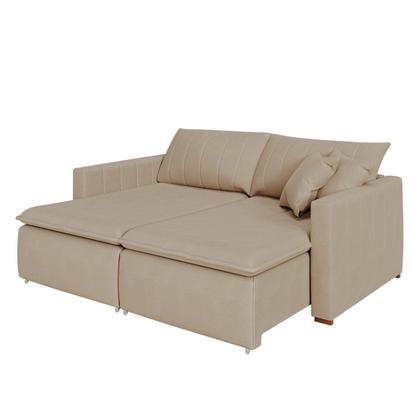 Imagem de Sofá Cama Retrátil em Madeira Eucalipto e Linho 210cm Uruguai