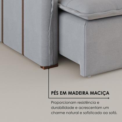 Imagem de Sofá Cama Retrátil em Madeira Eucalipto e Linho 220cm Creta