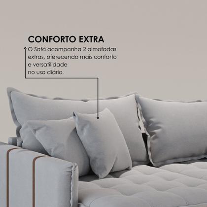 Imagem de Sofá Cama Retrátil em Madeira Eucalipto e Linho 220cm Creta