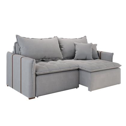 Imagem de Sofá Cama Retrátil em Madeira Eucalipto e Linho 220cm Creta