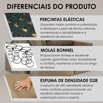 Imagem de Sofá Cama Retrátil em Madeira Eucalipto e Veludo 200cm Creta