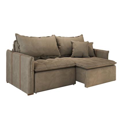 Imagem de Sofá Cama Retrátil em Madeira Eucalipto e Veludo 200cm Creta