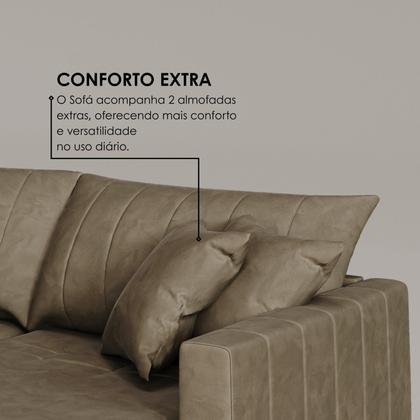 Imagem de Sofá Cama Retrátil em Madeira Eucalipto e Veludo 210cm Uruguai