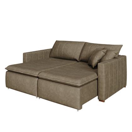 Imagem de Sofá Cama Retrátil em Madeira Eucalipto e Veludo 230cm Uruguai