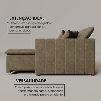 Imagem de Sofá Cama Retrátil em Madeira Eucalipto e Veludo 230cm Uruguai