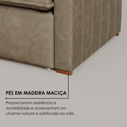 Imagem de Sofá Cama Retrátil em Madeira Eucalipto e Veludo 230cm Uruguai
