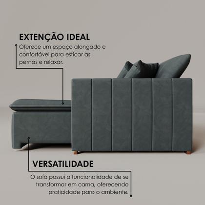 Imagem de Sofá Cama Retrátil em Madeira Eucalipto e Veludo 230cm Uruguai