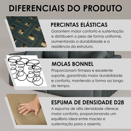 Imagem de Sofá Cama Retrátil em Madeira Eucalipto e Veludo 230cm Uruguai